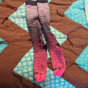 Gradient Pink and Black Women's Socks